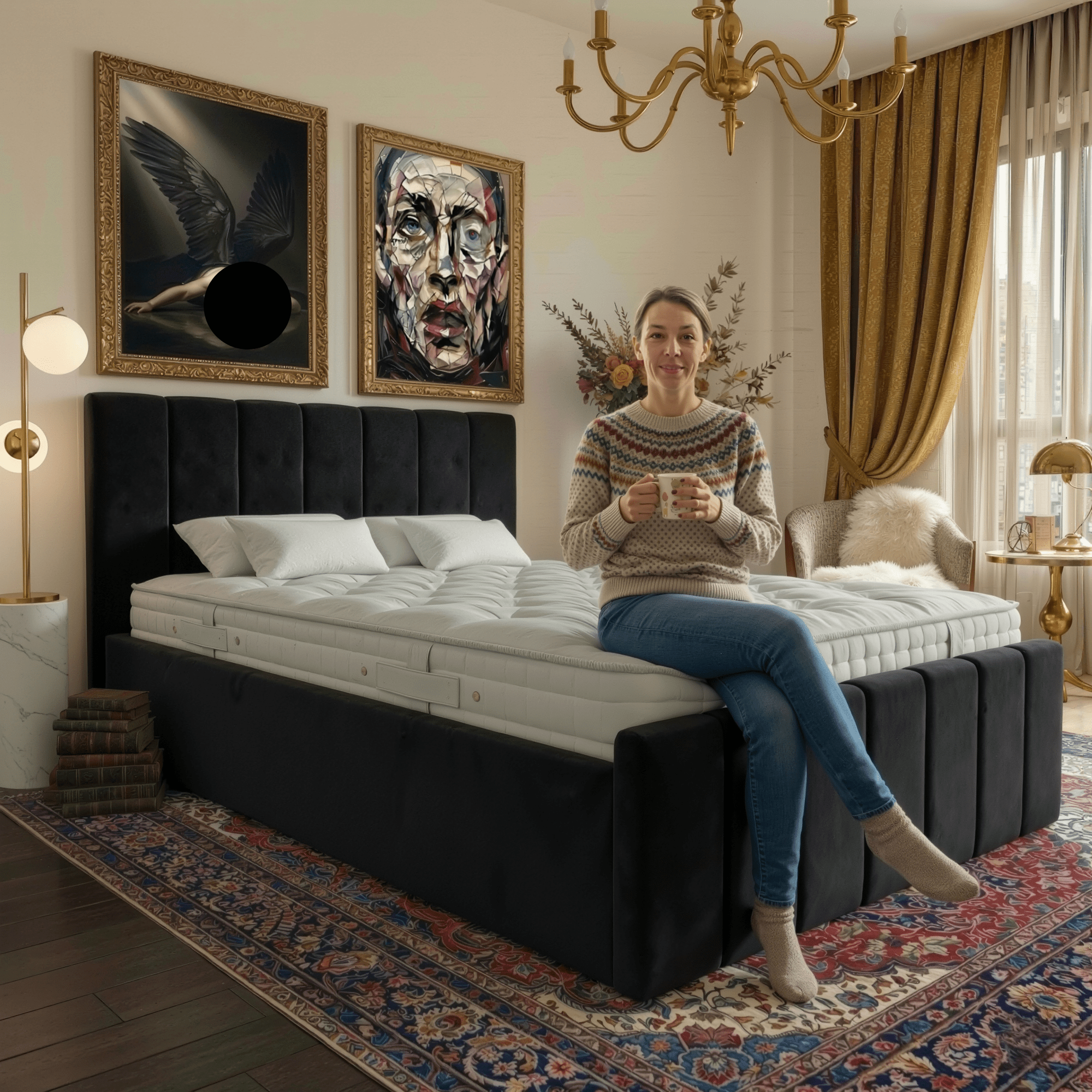 Premium Plush Velvet Ottoman Storage Bed Frame – Gas Lift