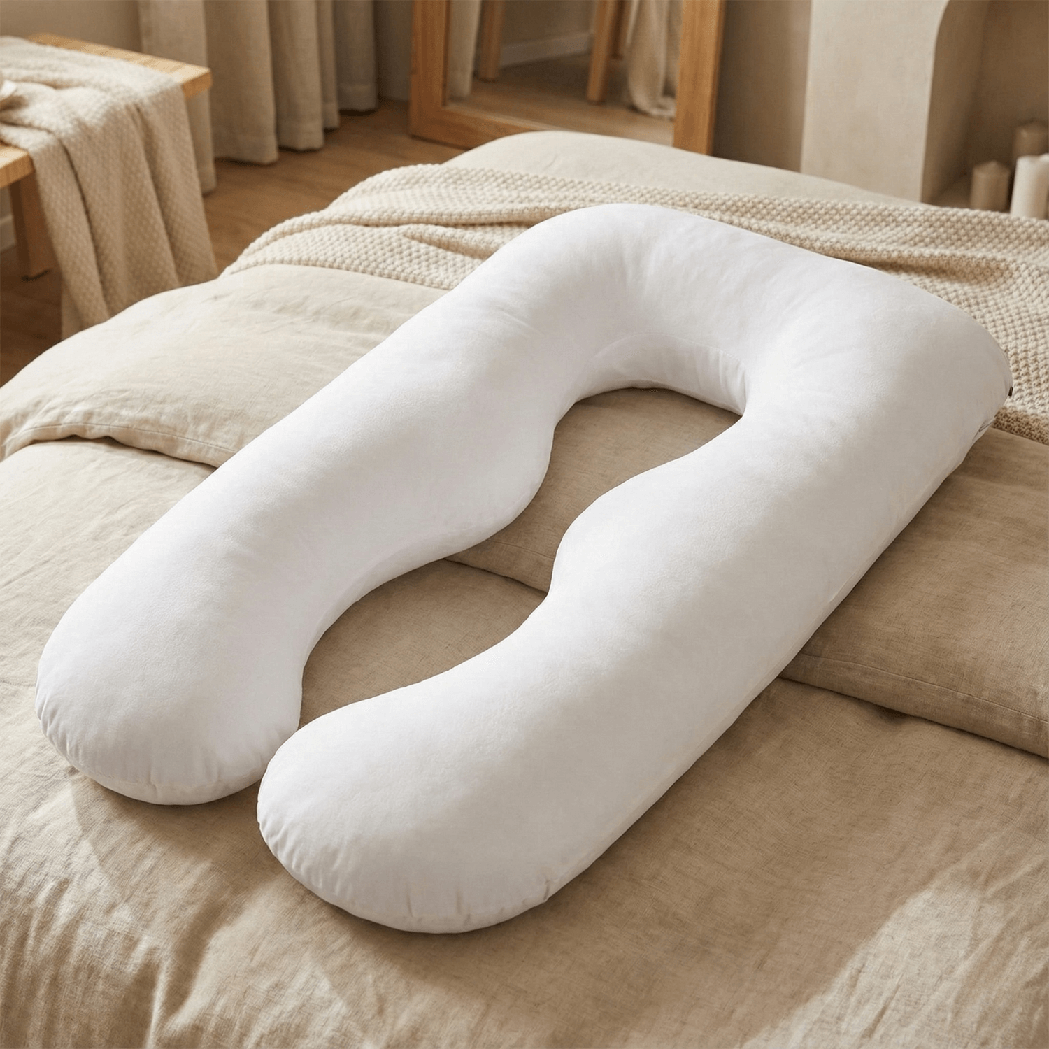 Premium Cotton U-Shape Maternity Pillow Case – Replacement Cover Only (70x130cm)