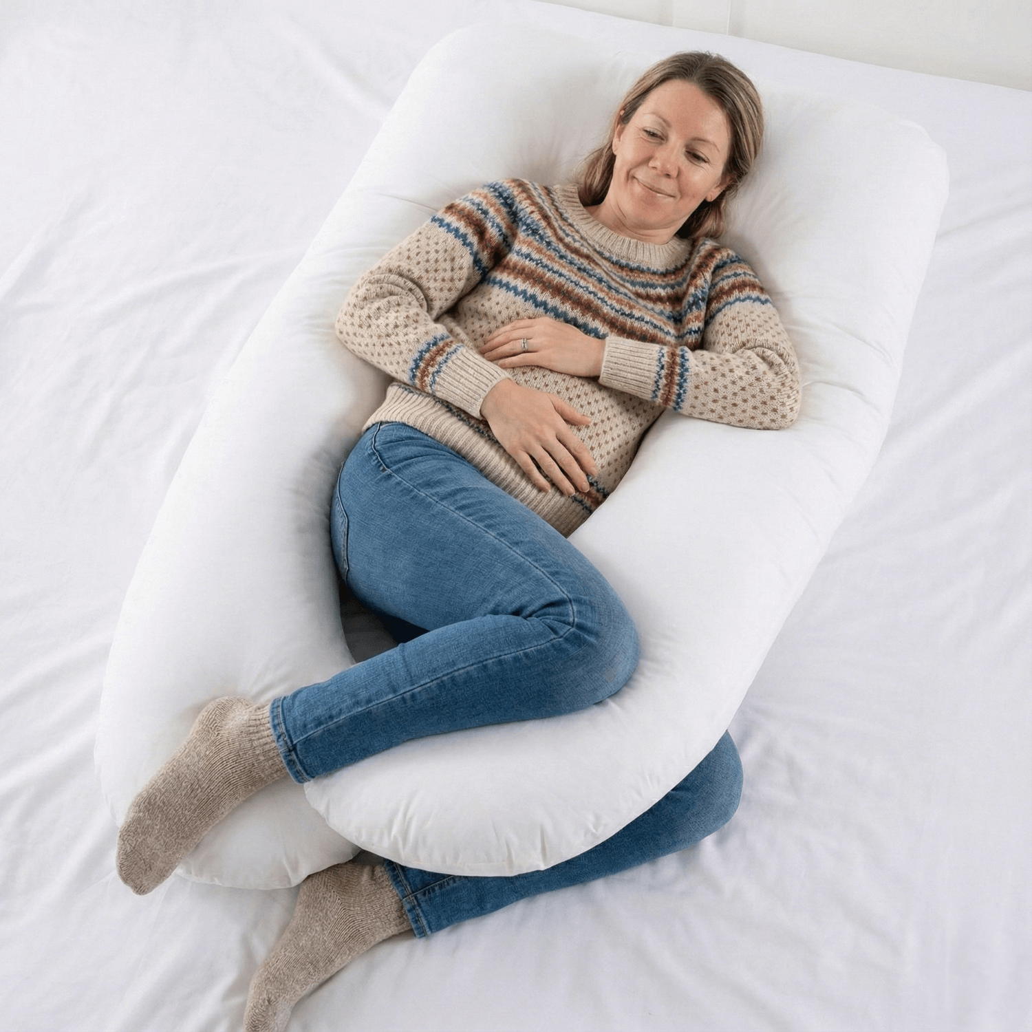 Premium Cotton U-Shape Maternity Pillow Case – Replacement Cover Only (70x130cm)