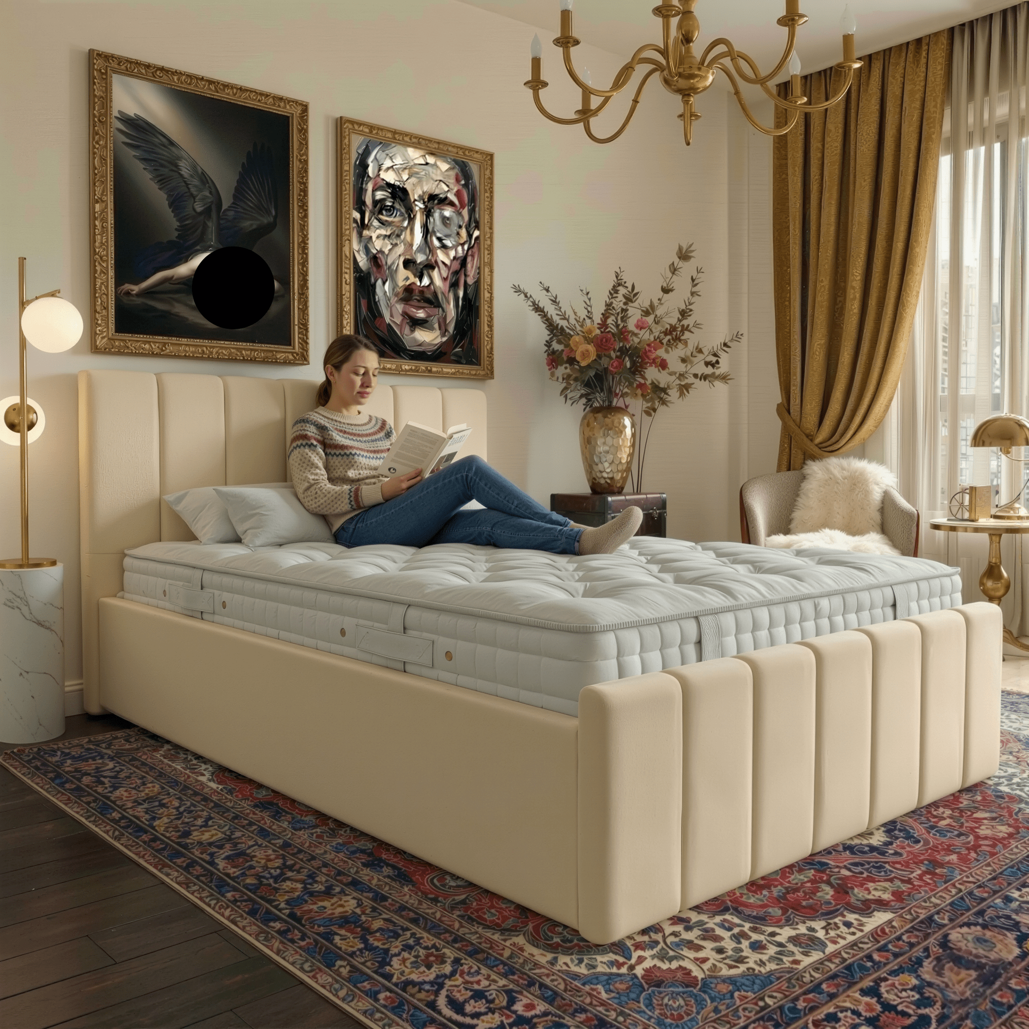 Premium Plush Velvet Ottoman Storage Bed Frame – Gas Lift
